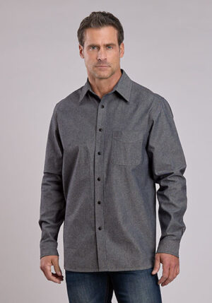 Stetson Navy Chambray Denim LS Button Up