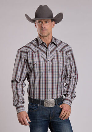 Stetson Grey Vintage Dobby LS Snap