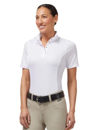 Kerrits Encore Short Sleeve Show Shirt - White/Bit of Luck