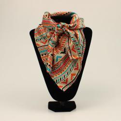 Multi Colored Aztec Wild Rag 100% Silk