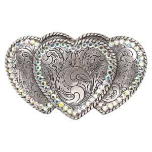 Triple Heart Rhinestone Buckle