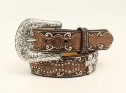 Ariat Girls Faux Croc Rhinestone Cross Belt