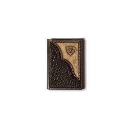 Ariat Trifold Hair Overlay w/Shield Brown Wallet