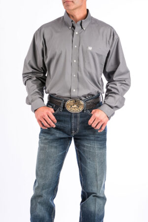 Cinch Men's Grey Solid Twill Shirt