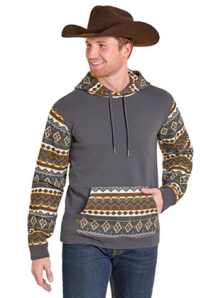 Rock & Roll Charcoal Southwest Color Block Hoodie