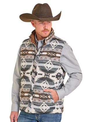 Rock & Roll Denim Grey Aztec Reversible Vest