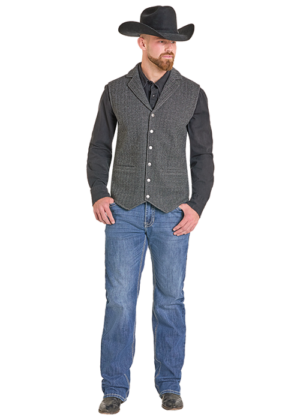 Powder River Black Fleece Bonded Herringbone Vest