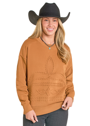 Panhandle Slim Brass Embossed Boot Stitch Sweater