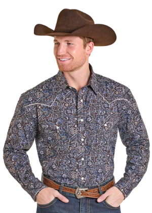 Rough Stock Distressed Floral Fancy Snap Shirt