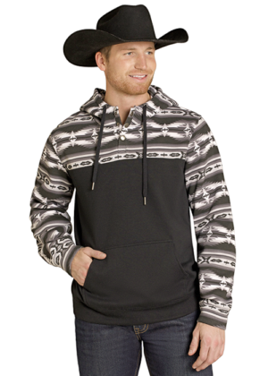Rock & Roll Black Aztec Color Block Hoodie