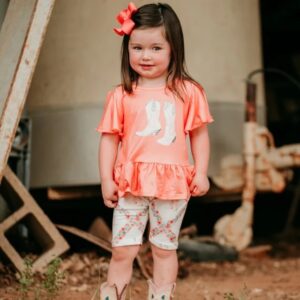 Floral Boot Outfit Ruffle Tee & Shorts