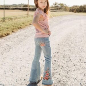 Shea Baby Floral Boot Flare Youth Jeans