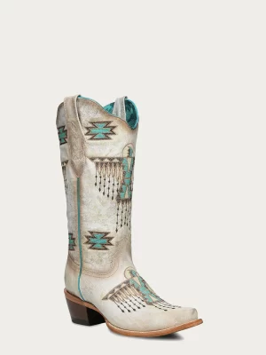 Woven Embroidery Turquoise Eagle Snip Toe