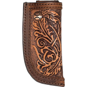 Hooey Phoenix Brown Hand Tooled Filigree Knife Sheath