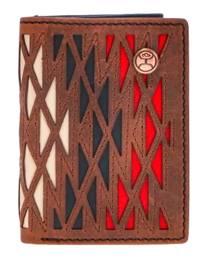 Hooey Chapawee Laser Cut Blk/Red/Iovry Tri-Fold Wallet