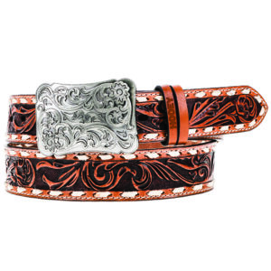 Hooey Sonoma Tan Floral Hand Tooled Ivory Buckstitch