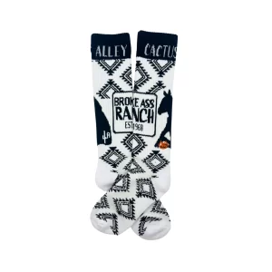 Lucky Chuck Broke Ass Ranch Blk/Wht Cactus Alley Sock