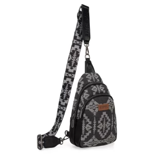 Wrangler Southwest Black Med Canvas Sling Bag