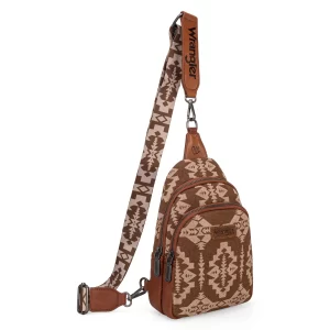 Wrangler Southwest Brown Med Canvas Sling Bag