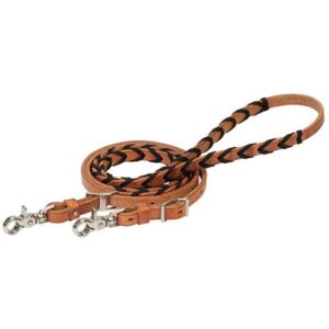 Laced Barrel Rein w/Poly Shoe Lacing