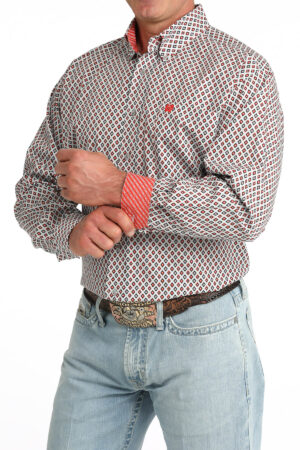 Cinch South West Grey/Orange Diamond Long Sleeve