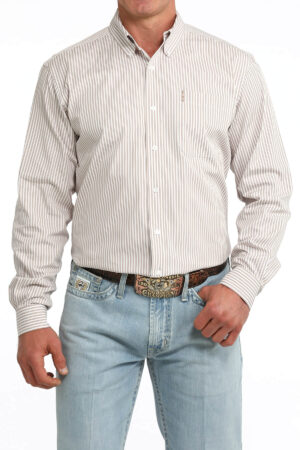 Cinch Modern White/Tan Double Stripe