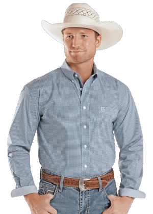 Panhandle Slim Stretch Blue Printed LS Button