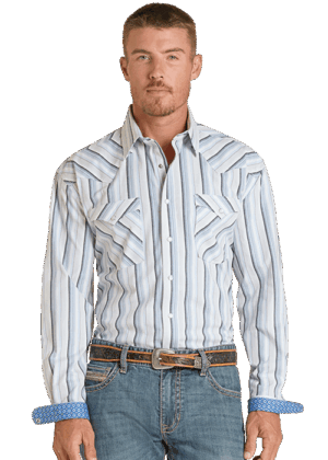 Panhandle Slim Sky Blue Stripe LS Snap