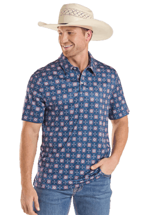 Panhandle Slim Navy Circle Diamond Polo