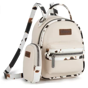 Wrangler Cow Print Mini Backpack w/ Coin Pouch Tan