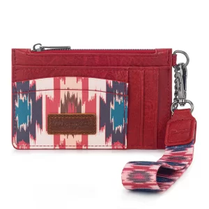 Wrangler Aztec Burgundy Key Chain Wristlet Card Wallet