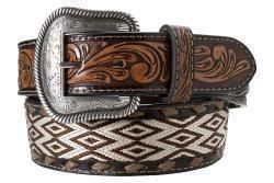 Nocona Tapered Diamond Embroidered Brown Belt