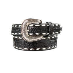 Ariat Tapered Floral Filigree Buck Lace Black Belt