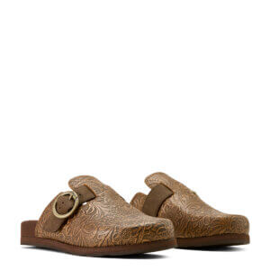 Ariat Country Mule Brown Floral Embossed