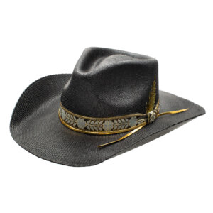 Charlie 1 Horse Wildflower Pinch Front Black Straw