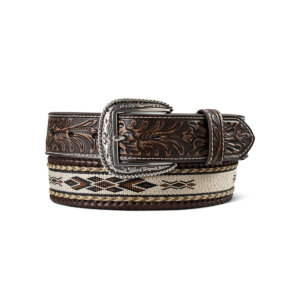 Ariat Southwest Horse Hair Whip Stitch Brown 1-1/2" Belt