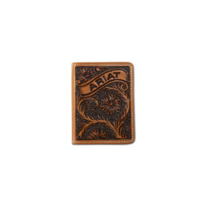 Ariat Banner Floral Tan Mens Bifold Flip Wallet
