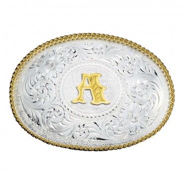 Large Western Initial Buckle by Montana Silversmiths - Al-Bar Ranch