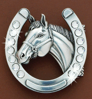 Nocona Belt Buckle Horse Shoe with Horse Head