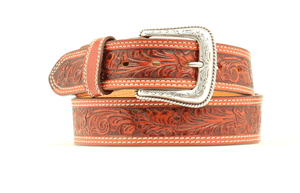 Nocona Tooled Leather Western Belt - Tan