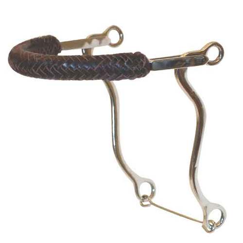 Stainless Steel Hackamore with Leather Noseband