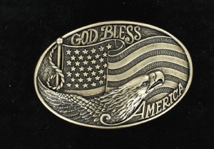 God Bless American Oval Buckle