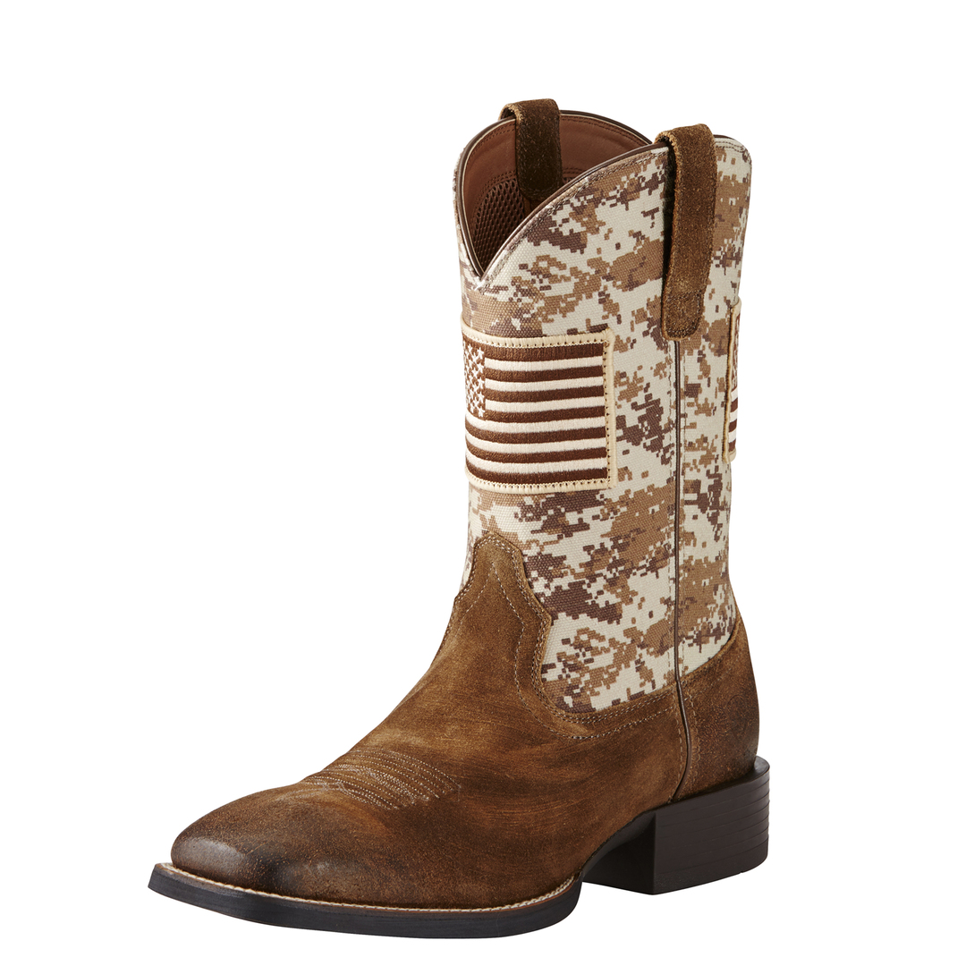 Ariat Sport Patriot Cowboy Boots - Antique Mocha Suede