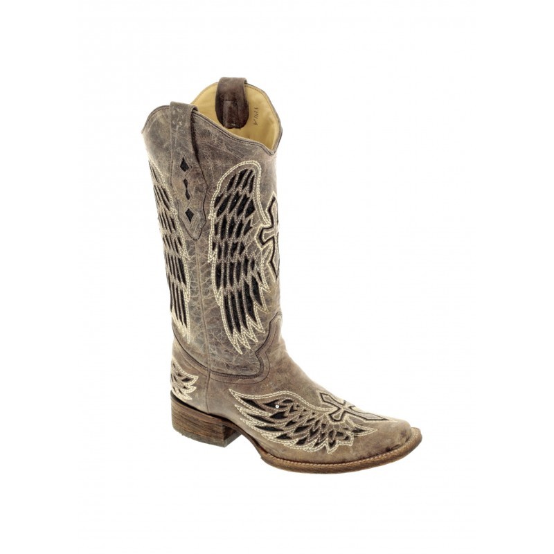 Corral Wing & Cross Cowboy Boots - Vintage Brown