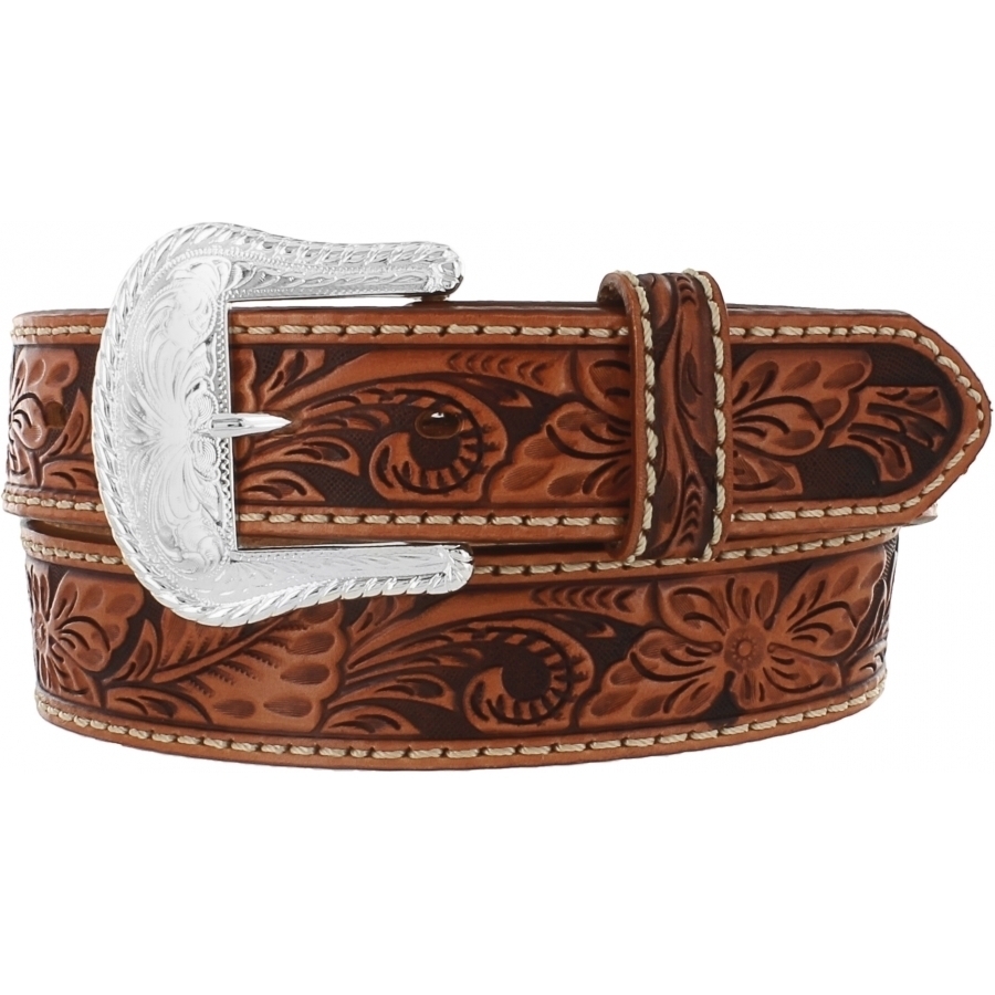 Tony Lama Hand Tooled Floral Western Belt - Tan - Al-Bar Ranch