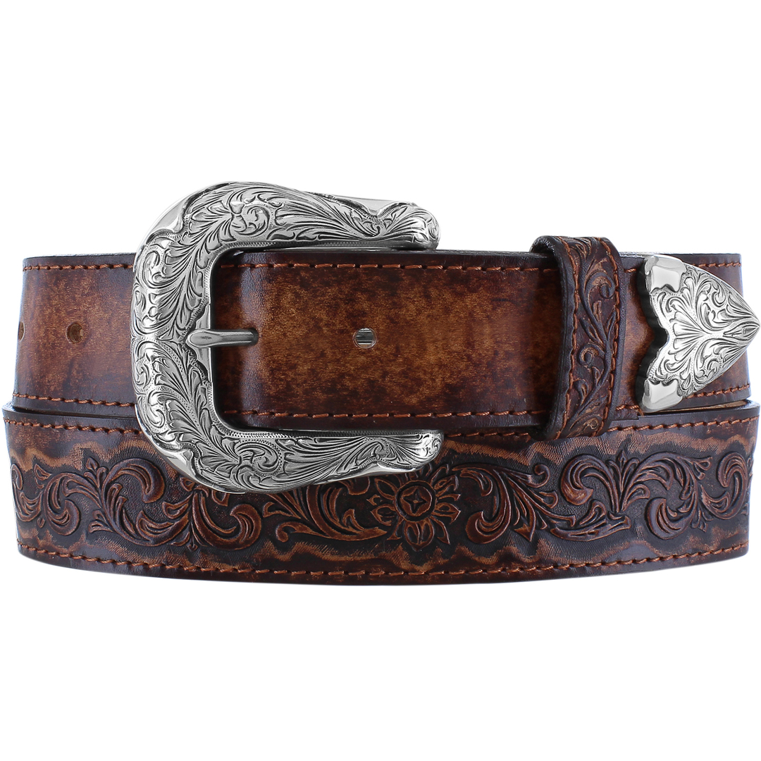 Tony Lama Oxeye Daisy Western Belt - Brown