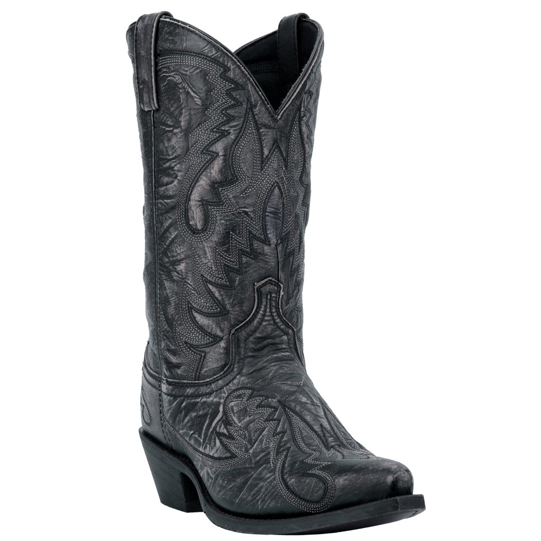 Laredo Garrett Snip Toe Cowboy Boots - Sanded Black